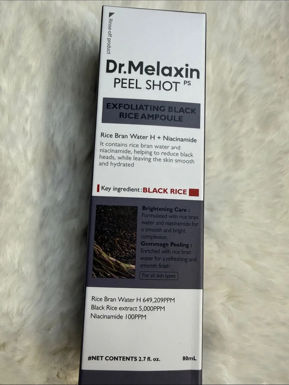 Dr. Melaxin Peel Shot Exfoliating Black Rice Ampoule - White